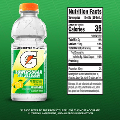 Gatorade Lower Sugar Thirst Quencher Sport Drink Lemonade - 6-20 Fl. Oz. - Image 3