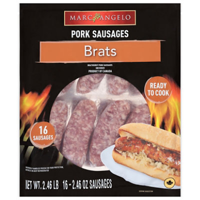 Marcangelo Bratwurst Pork Sausage Frozen 39.36oz - 39.36OZ - Image 1
