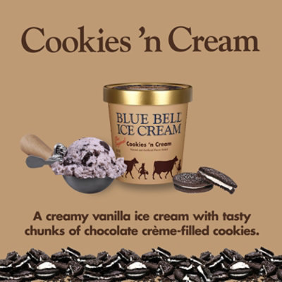 Blue Bell Cookies N Cream Ice Cream 1 Pint - 1 PT - Image 2