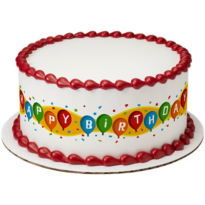 Happy Birthday Balloons Strip Photo Cake - Image 1