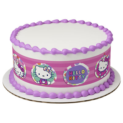 Hello Kitty® Polka Dot Party Strip Image Cake - Image 1