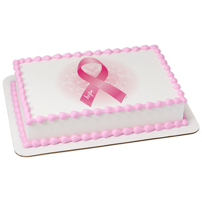 Breast Cancer Awareness Ribbon Of Hope Image Photo Cake - Image 1
