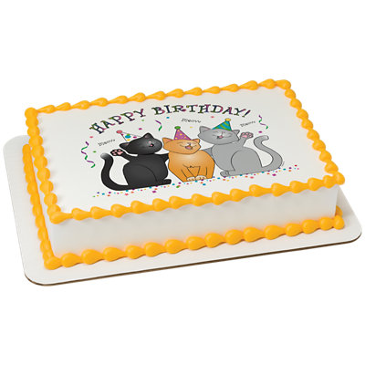 Birthday Cats Image Photo Cake - Image 1