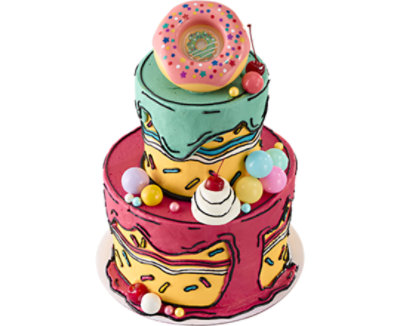 Overjoyed Pop Art Two Tiered Donut Cake - Image 1