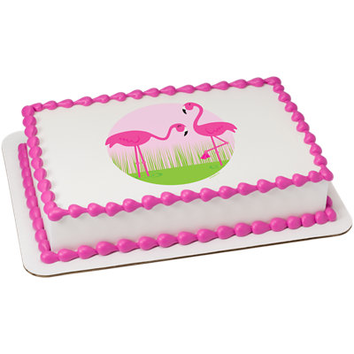 Pink Flamingos Image Photo Cake - Image 1