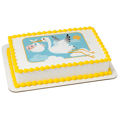 Stork And Baby Image Photo Cake - Image 1