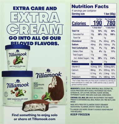 Tillamook Mint Chocolate Chip Ice Cream Bars, 4 Count, 12 Fz, Individually Wrapped - 4-3 FZ - Image 7
