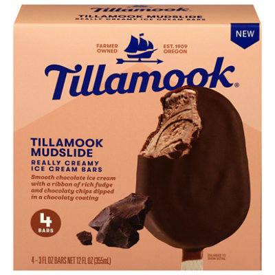 Tillamook Chocolate Mudslide Ice Cream Bars, 4 Count, 12 Fz, Individually Wrapped, - 4-3 FZ - Image 1