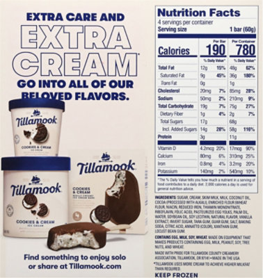 Tillamook Cookies & Cream Ice Cream Bars, 4 Count, 12 Fz, Individually Wrapped - 4-3 FZ - Image 7