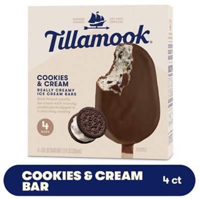 Tillamook Cookies & Cream Ice Cream Bars, 4 Count, 12 Fz, Individually Wrapped - 4-3 FZ - Image 2