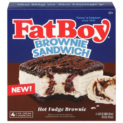 Fatboy Hot Fudge Brownie Ice Cream Sandwich 4 Count  , 4-4 Fz - 4-4 FZ