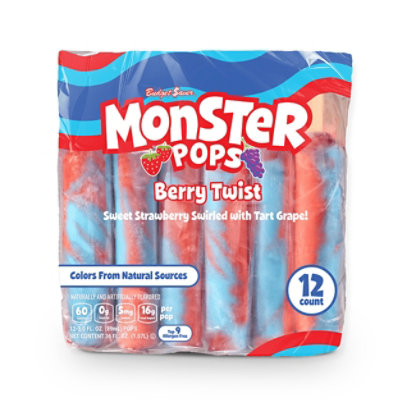 Budget Saver Berry Twist Monster Pops - 12 Count
