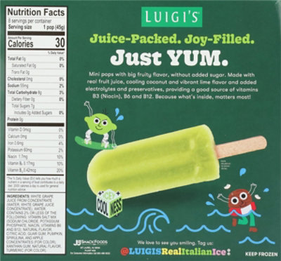 Luigi's Water Ice Sticks Coconut Lime, 8 Count, 12 Fz - 12 FZ - Image 5