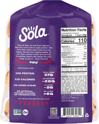 Sola Cinnamon Raisin Bagels - 12 OZ - Image 5
