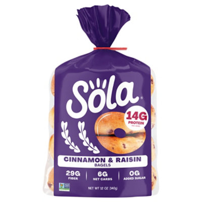 Sola Cinnamon Raisin Bagels - 12 OZ - Image 1