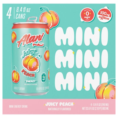 Alani  Nu Juicy  Peach Zero Sugar Mini Energy Drink Can - 4-8.4 Fl. Oz. - Image 1