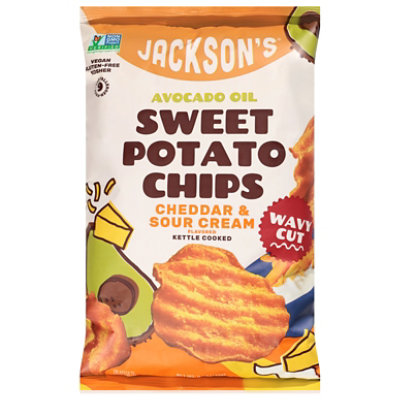 Wavy Cheddar & Sour Cream Avocado Oil Sweet Potato Chips 5 Oz - 5 OZ - Image 1