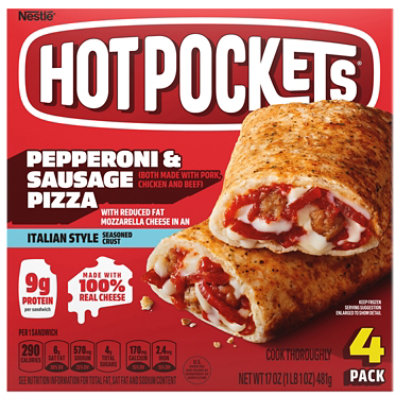 Hot Pockets Pepperoni & Sausage Pizza Italian Style Seasoned Crust Pack - 17 Oz - Image 1