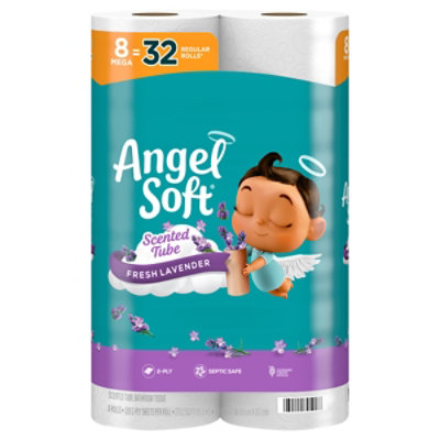 Angel Soft Fresh Lavender Bath Tissue Mega Roll Chimney Pack - 8 Roll - Image 3