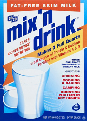 Saco Mix 'n Dink Fat Free Skim Milk - 9.6 Oz - Image 2