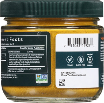 Gaia Golden Milk Powder Organic Tumeric And Ashwagandha Blend - 3.7 OZ - Image 4
