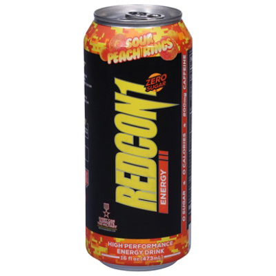 Redcon1 Soour Peach Rings Zero Sugar Energy Drink Can -  16 Fl. Oz. - Image 2