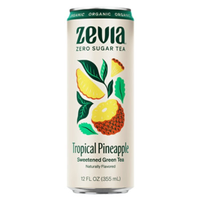 Zevia Organic Tropical Pineapple Green Tea - 12 Oz - Image 1
