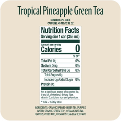 Zevia Organic Tropical Pineapple Green Tea - 12 Oz - Image 2