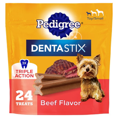 Pedigree Dentastix Toy/Small Size Triple Action Beef Flavor Dog Treats 24 Count - 5.78 Oz - Image 1