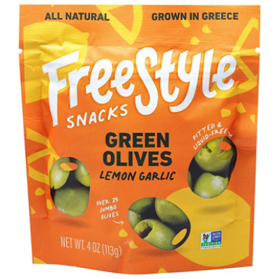 Freestyle Lemon Garlic Green Olives Snack - 4 Oz - Image 2