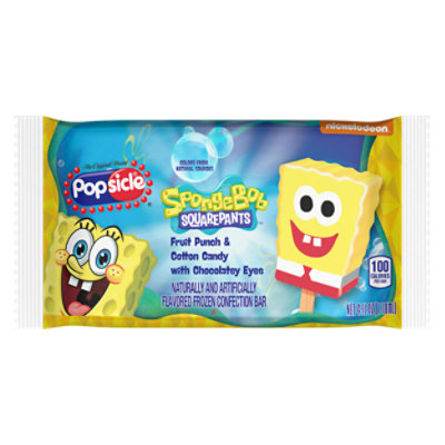 Popsicle Spongebob Fruit Punch, Cotton Candy Frozen Confection Bar - Each - Image 1