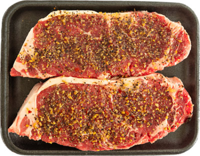 Choice Beef Top Loin New York Strip Steak Boneless Seasoned - LB - Image 1