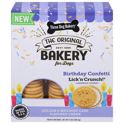 Three Dog Bakery Birthday Confetti Lick'n Crunch Sandwich Dog Cookies - 13 Oz - Image 1