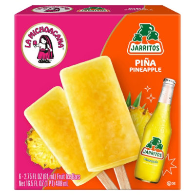 La Michoacana Jarritos Pineapple Fruit Ice Bars - 6 Count - Image 1