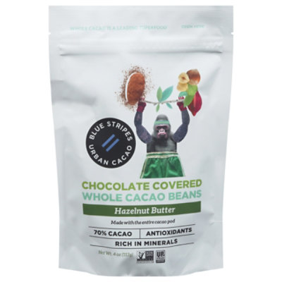 Blue Stripes Bean Cacao Chocolate Covered Hazelnut Butter - 4 OZ