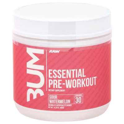 Bum Raw Essential Pre Workout Sour Watermelon Dietary Supplement - 14.2 Oz - Image 1