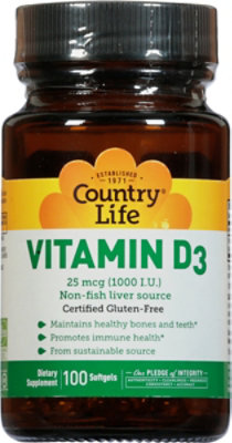 Country Life Vitamin D3 - 100 CT - Image 2