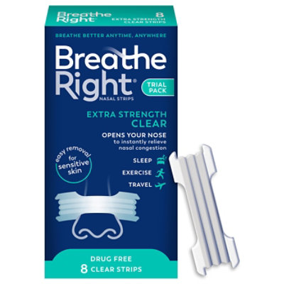 Breath Right Nasal Strips Extra Strength Clear For Sensitive Skin - 8 CT - Image 1