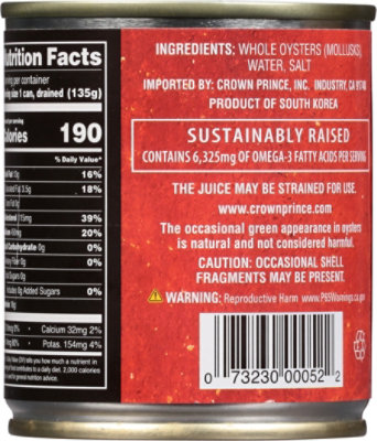 Crown Prince Natural Whole Oysters - 8 Oz - Image 6