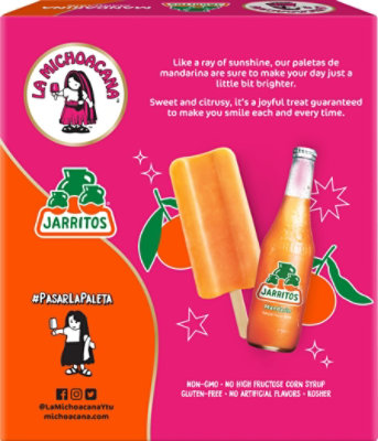 La Michoacana Jarritos Mandarina Fruit Ice Bars - 6 Count - Image 6