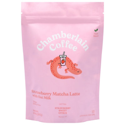Chamberlain Coffee Strawberry Matcha Latte With Oat Milk  Vegan Latte Mix - 10 Oz - Image 1