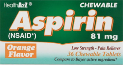 HealthA2Z Aspirin Orange Flavor Plain Chewable Reliever - 36 Count - Image 2