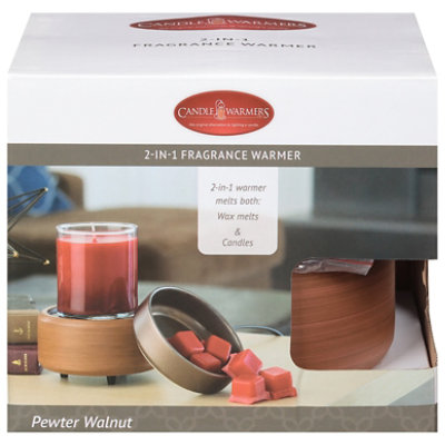 Candle Warmers 2 In 1 Fragrance Warmer Pewter Walnut Wax Melts and Candles - Each - Image 1