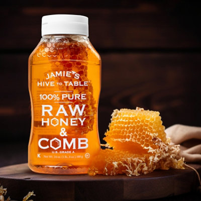 Jamie's Hive To Table 100% Raw Honey & Comb - 24 Oz - Image 5