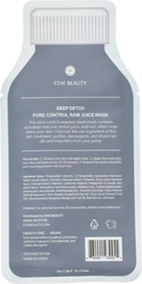 Esw Beauty Mask Sheet Detox Raw Juice - 0.85 OZ - Image 5