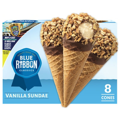 Blue Bunny Vanilla Sundae Ice Cream Cones - 8 Count
