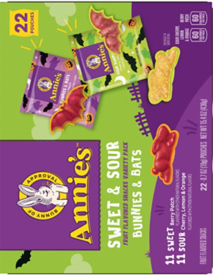 Annies Sweet & Sour Bunnies & Bats Fruit Flavored Snacks Variety Pack 22 Co - 15.4 OZ - Image 6