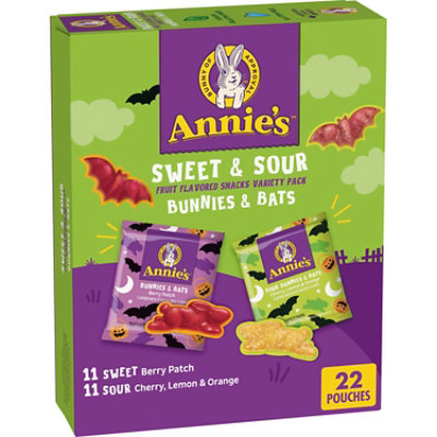 Annies Sweet & Sour Bunnies & Bats Fruit Flavored Snacks Variety Pack 22 Co - 15.4 OZ - Image 2