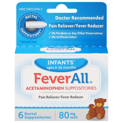 Feverall Infant Pain Rlv & Fever Rdcr Suppository - 6 CT - Image 1