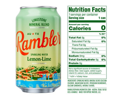 Rambler Lemon Lime Sparkling Mineral Water Pack - 8-12 Fl. Oz. - Image 2